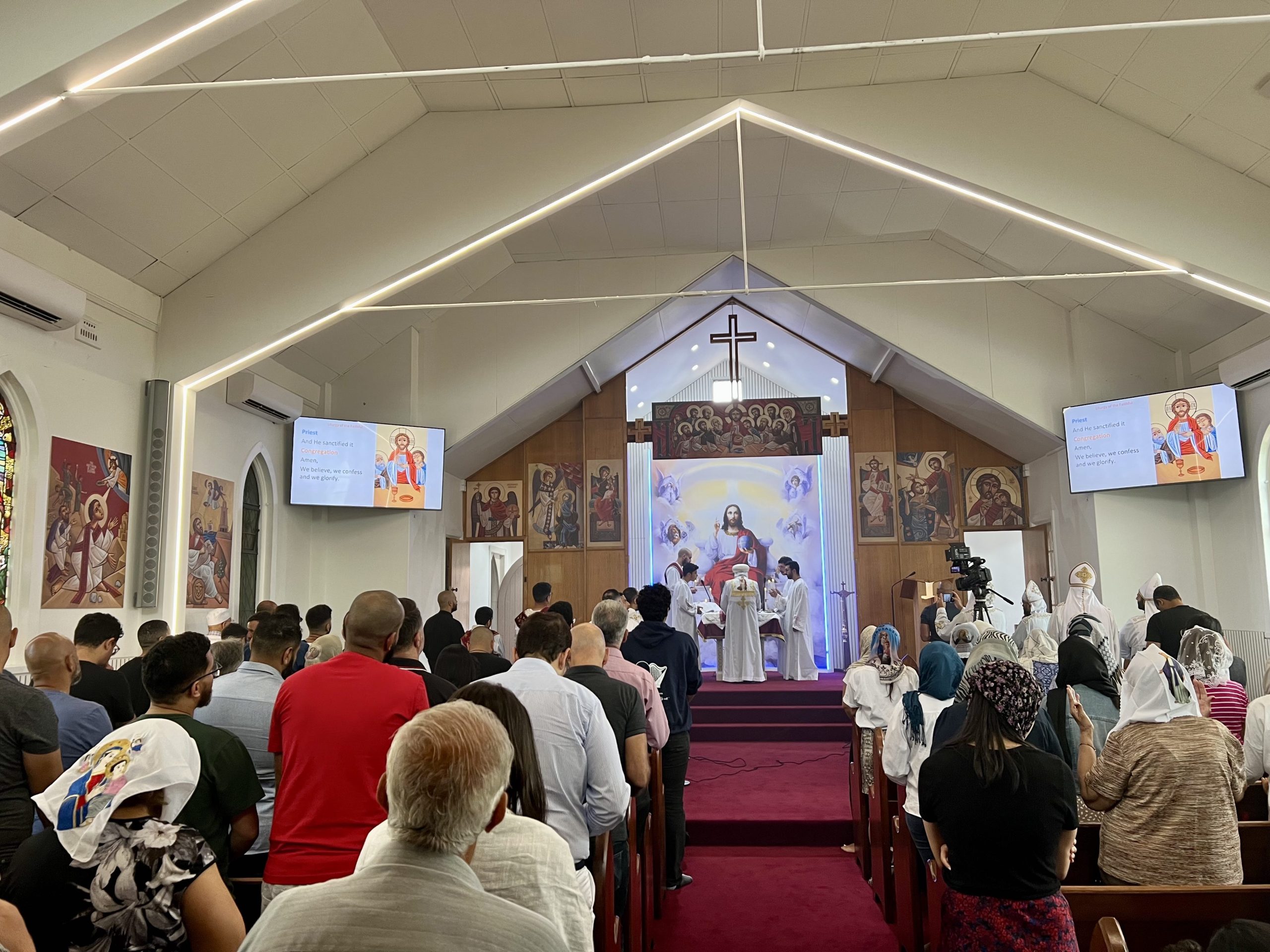 Celebrating the inaugural liturgy with the congregation.