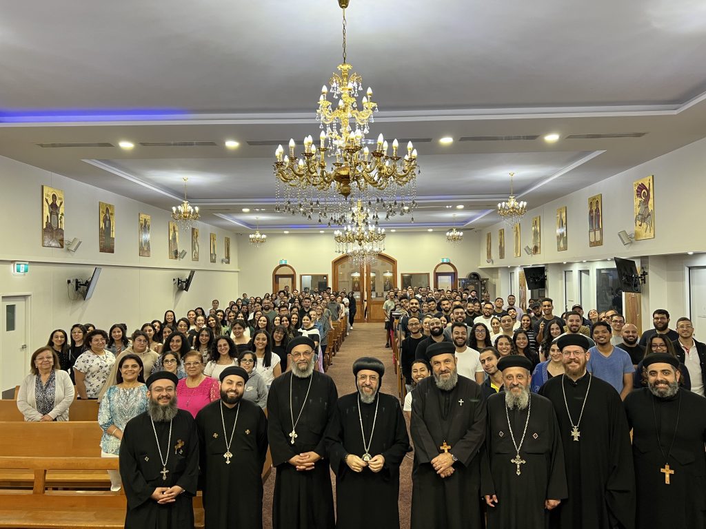 Combined youth meeting at St Abanoub Church, Blacktown.