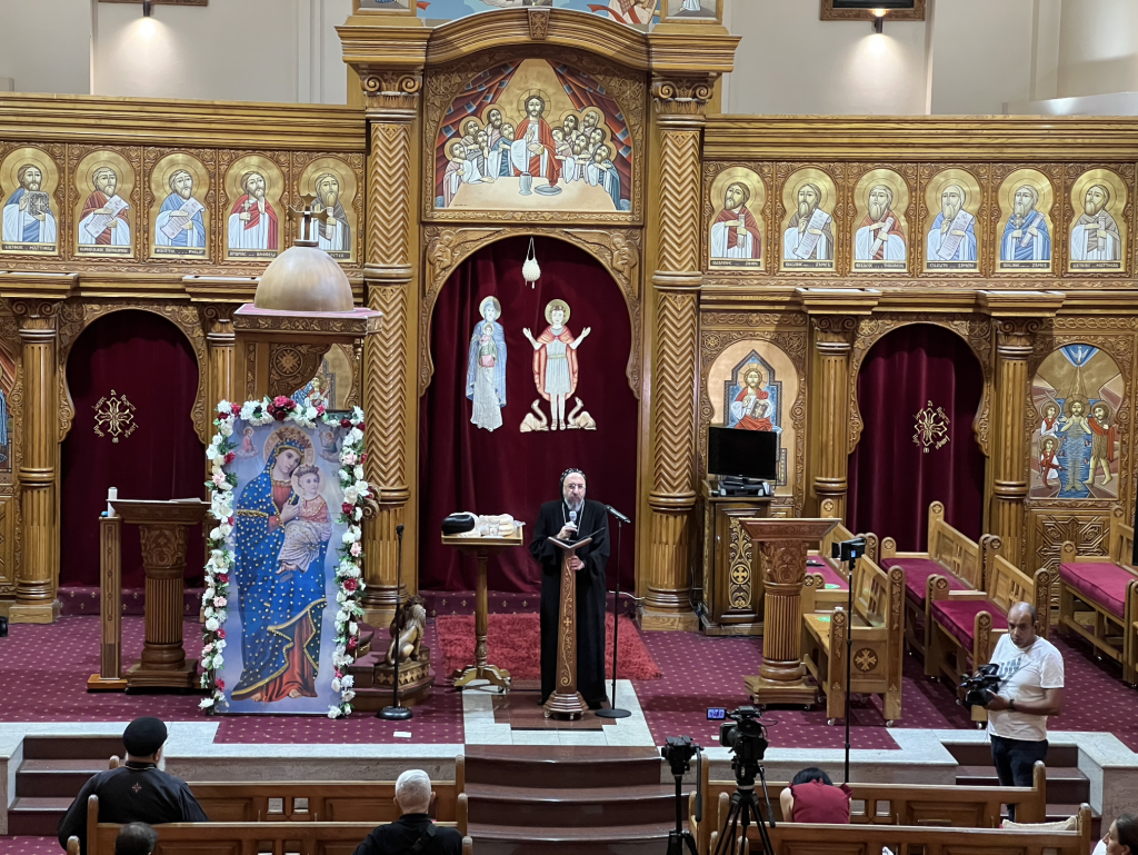 Meeting with the St Mary & St Mina's Cathedral parish congregation.